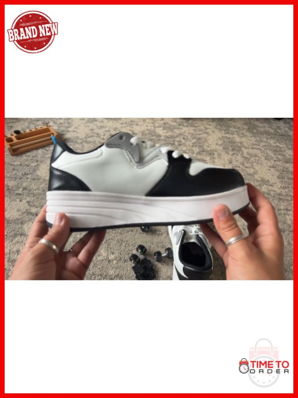 Roller Skate Shoes with Detachable Wheels for Women - Faux Leather Sneakers - Picture 6 of 6
